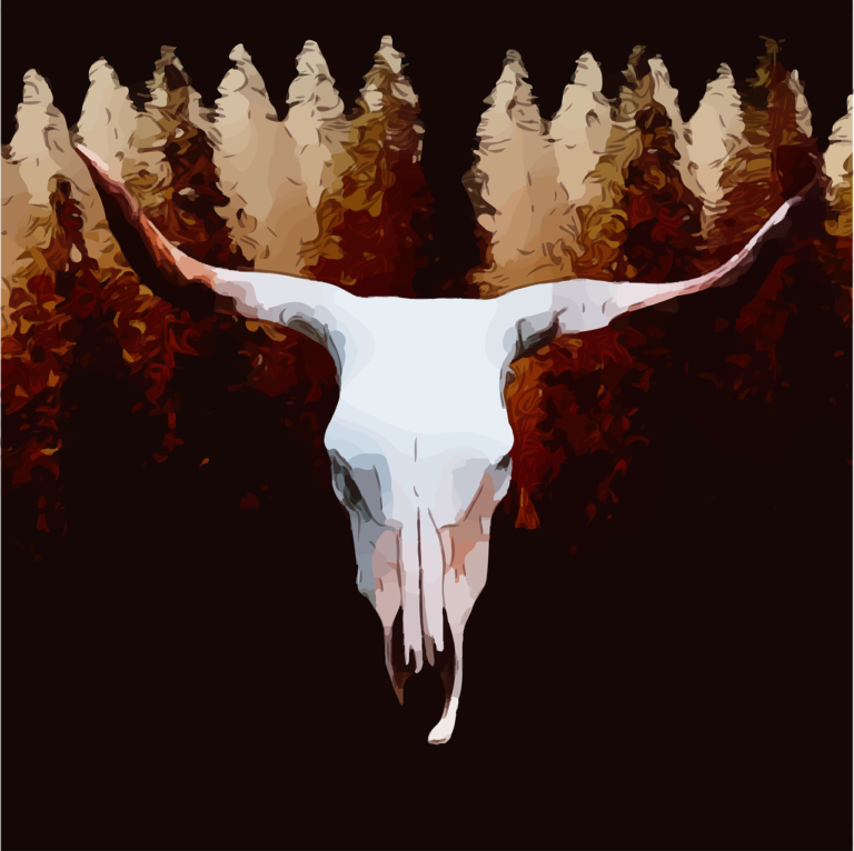 skull, cattle, trees-4148189.jpg